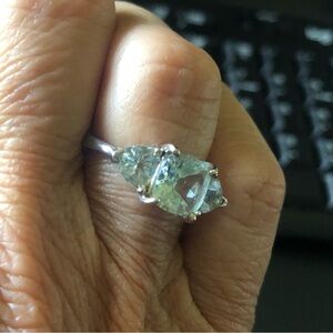 14kt White Gold and Aquamarine Size 6.5